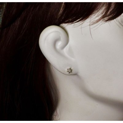 画像5: K18WG フラワーダイヤモンドピアス01