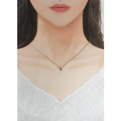 画像8: K18WG フラワーダイヤモンドペンダントネックレス02