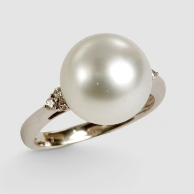 画像1: Pt900白蝶パールダイヤリング