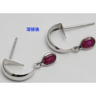 画像2: プラチナ・ルビーピアスの修理