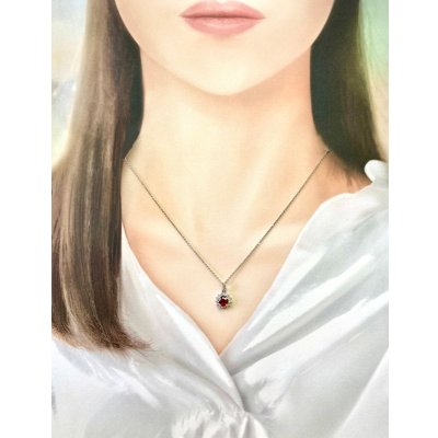 画像8: Pt ルビー ダイヤ取り巻きペンダントネックレス