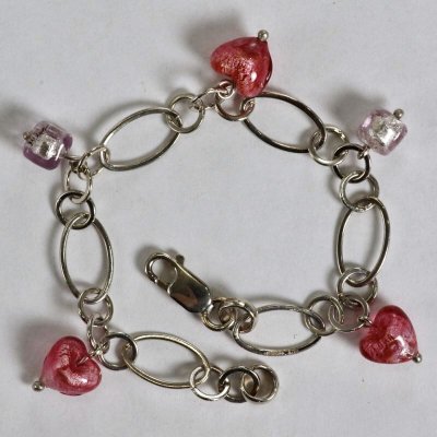 画像1: 【50%OFF】 SV925ブレスレット ベネチアンガラス ピンク