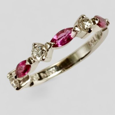 画像2: Pt900 マーキスルビー&ダイヤ リング