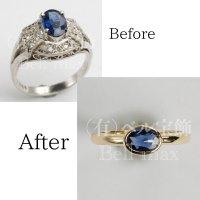 【リフォーム例】古いサファイアリングをシンプルな覆輪留めリングへ！