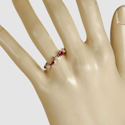 画像7: Pt900 マーキスルビー&ダイヤ リング