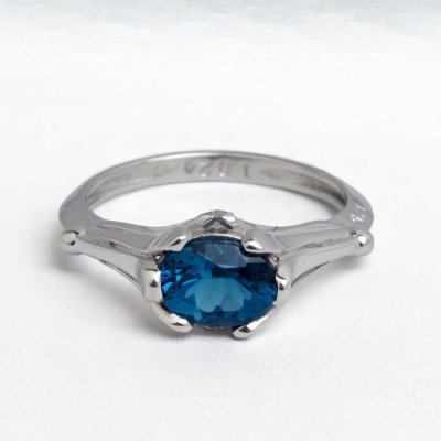 画像6: SV925 ロンドンブルートパーズ×百合モチーフリング