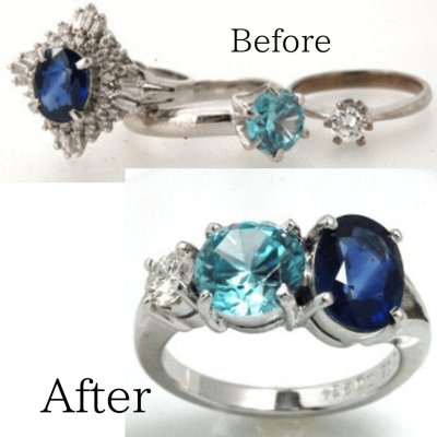 画像1: 3本の指輪の石を使って1本の指輪にリフォーム制作