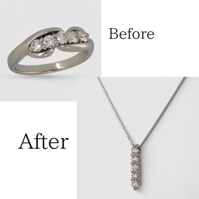 画像1: Pt900ダイヤリングをペンダントネックレスにリフォーム例
