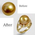 【オーダー例】ゴールドパールの指輪｜K18YG × 南洋白蝶ゴールド13mm