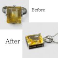 14金シトリントパーズリングを18金ホワイトゴールドでペンダントに制作例