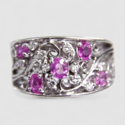 画像1: 【オーダー】華やかな輝き｜Pt900ピンクサファイアリング