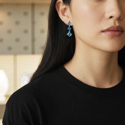 画像3: 【オーダー例】ブルートパーズの揺れるイヤリング|スクエアカット×SV925微調整金具