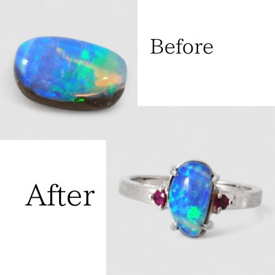 画像1: K18WGボルダーオパールリングのオーダー制作