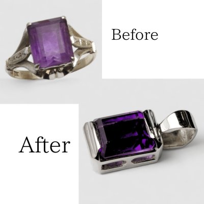 画像1: 【リフォーム例】K14WGアメシストリングをPtペンダントへ作り替え