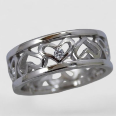 画像1: 【オーダー例】SV925×メレダイヤ／ハート透かしリング