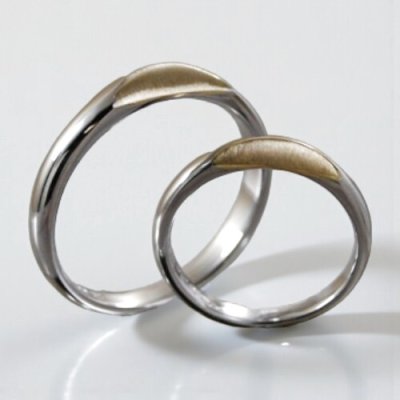 画像2: 【オーダー】Pt900/K18オリジナルデザインマリッジリング（ハーフムーン）