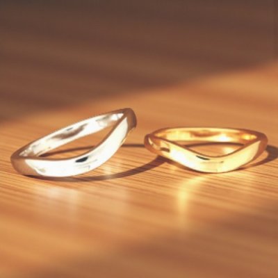 画像3: 【オーダー制作例】Pt900とK18YGのV字マリッジリング