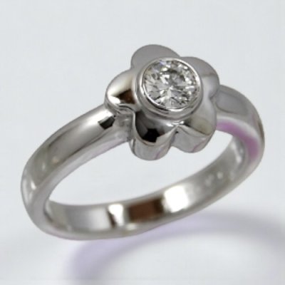 画像2: 【オーダー制作例】Pt900 お花モチーフダイヤエンゲージリング