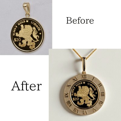 画像1: 【リフォーム例】コインペンダントのバチカンと枠をリサイズ
