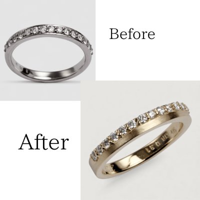 画像1: 【リフォーム例】プラチナのハーフエタニティリングをK18ゴールドへ