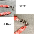 【修理例】サンゴのネックレス金具交換・ワイヤー交換