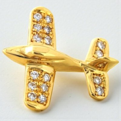 画像1: 【オーダー例】　K18ダイヤ入りオリジナル飛行機モチーフタイニーピン