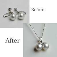 【リフォーム例】シルバーのパールイヤリングを「さくらんぼ」のようなペンダントへ