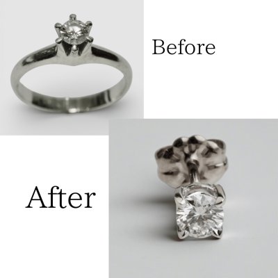 画像1: 【リフォーム例】立爪婚約指輪を普段使いの片耳ピアスへ