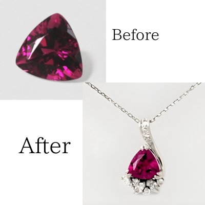 画像1: 【オーダー例】ピンクトルマリンとマーキスダイヤのプラチナペンダント