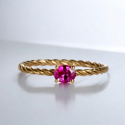 画像1: K18 ルビーロープリング