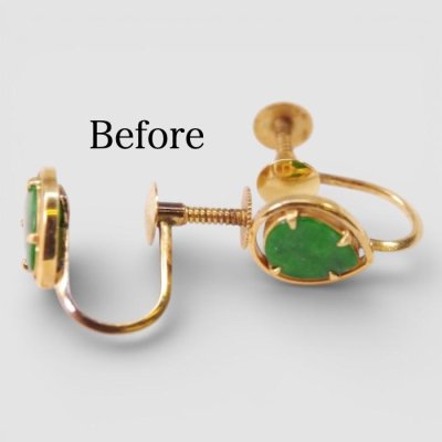 画像2: 【リフォーム例】K18緑石イヤリングをブラピアスへ