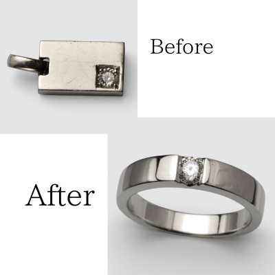 画像1: 【リフォーム】プラチナ・ダイヤモンド入りペンダント→指輪