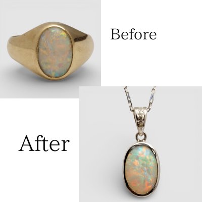画像1: オパールリングをペンダントにリフォーム