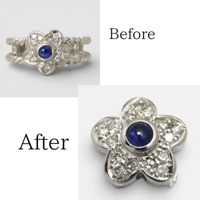 画像1: 【リフォーム・オーダー】Pt900花モチーフリングをペンダントにリフォーム（カスタマイズ）