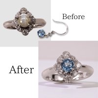 【リフォーム例】Pt900取り巻きリングの中石交換