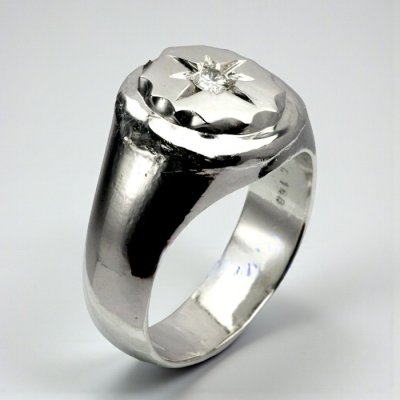 画像4: 【リフォーム例】Pt900印台リングをサイズ直し＆0.16ctダイヤ留め