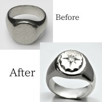 【リフォーム例】Pt900印台リングをサイズ直し＆0.16ctダイヤ留め
