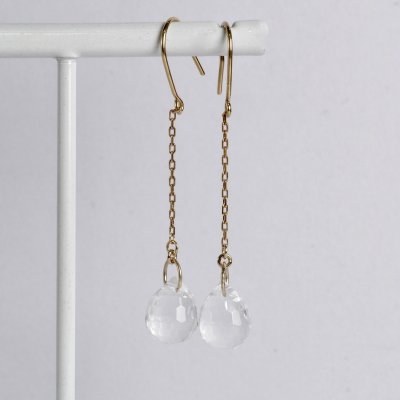 画像1: K18ブリオレットカット水晶ピアス