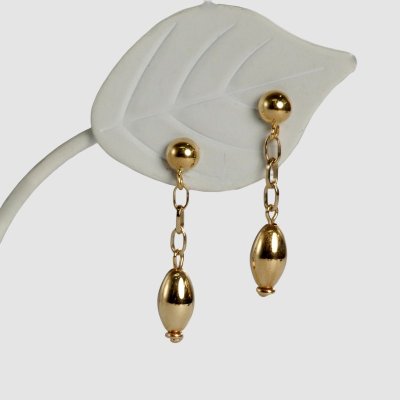 画像1: K18アーモンドパーツピアス