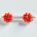 K18サンゴダイヤ入りオリジナルデザインピアス