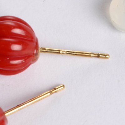 画像5: K18カット入りサンゴピアス