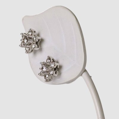 画像2: K18WG フラワーダイヤモンドピアス（直結）