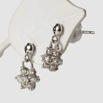 画像3: K18WG フラワーダイヤモンドピアス（ブラ）