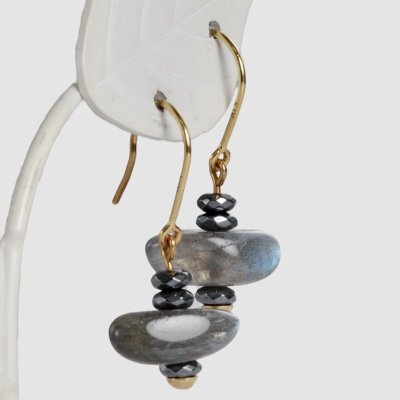 画像3: K18ラブラドライト×ヘマタイトピアス