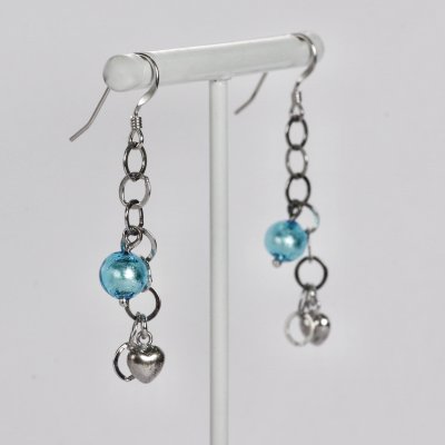 画像3: SV925 ベネチアンガラス ブルー ロングピアス