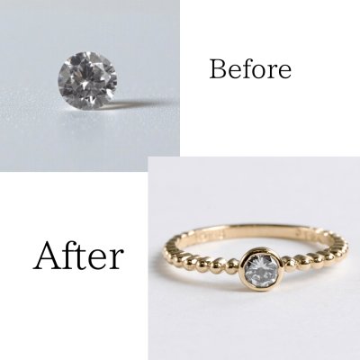 画像1: 【オーダー例】形見のダイヤでK18細身リング製作