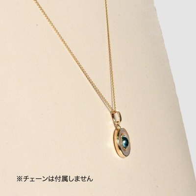 画像6: K18 ブルートパーズ×白蝶貝 デザインペンダント