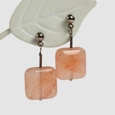 画像1: チタン 天然石スクエアピアス