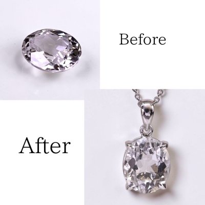 画像1: 【オーダー例】ホワイトトパーズのプラチナペンダント制作