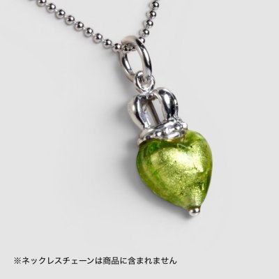 画像2: SV925クラウンヘッド ベネチアンガラスハート(アップルグリーン)